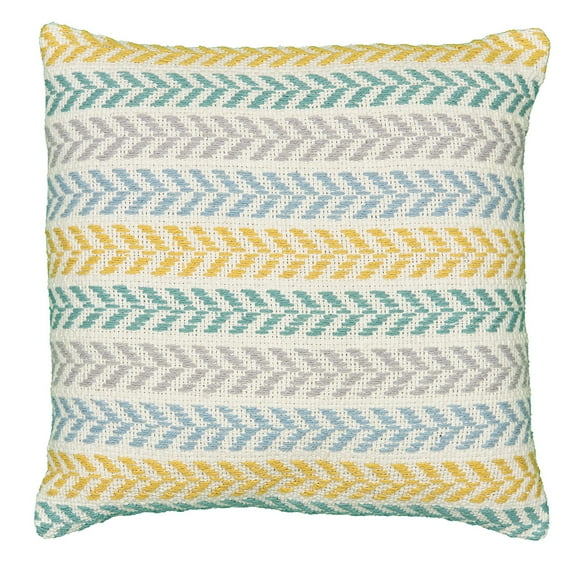 LR Home Ariya Yellow/Green Chevron Cotton Adult Decorative Throw Pillow