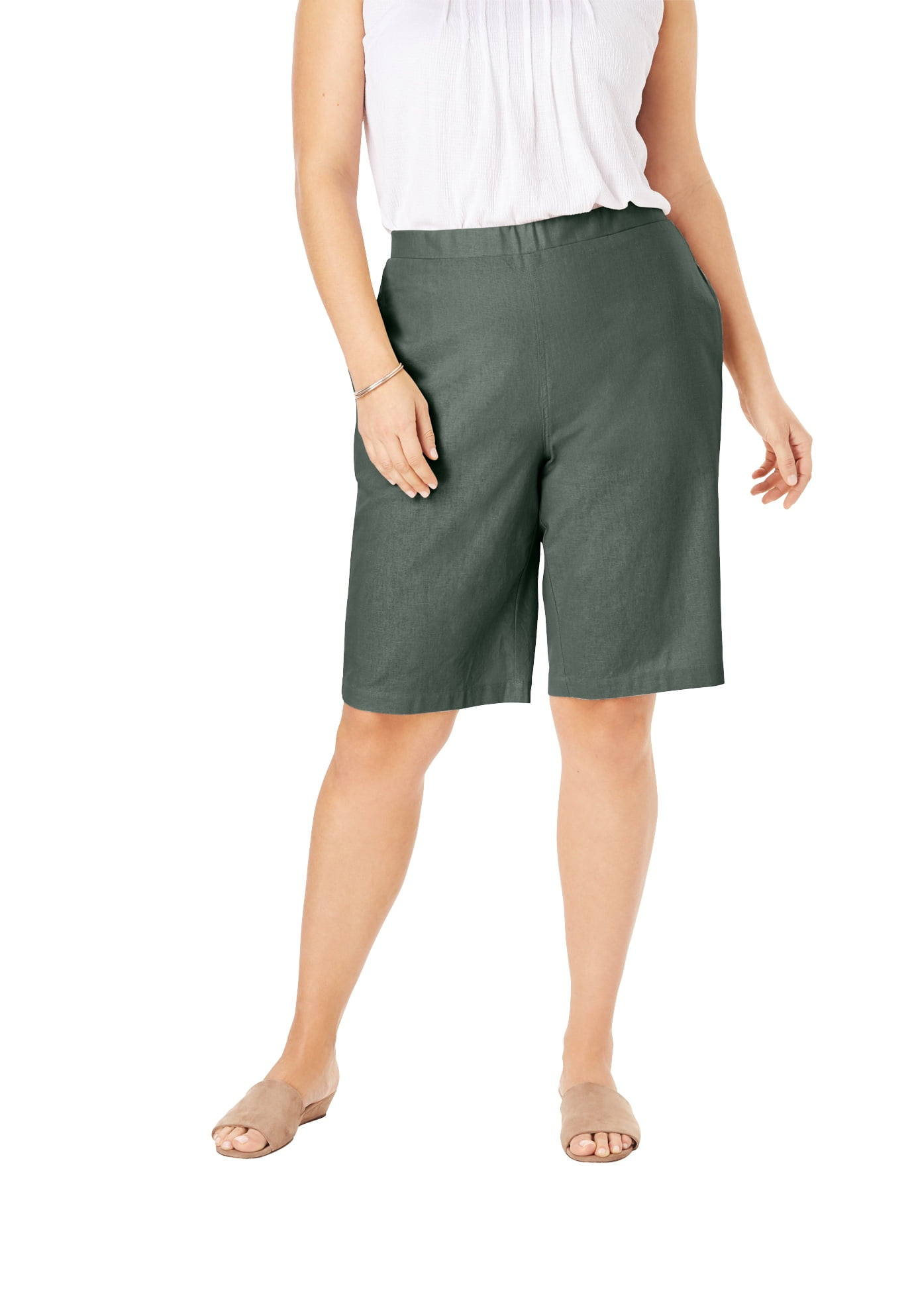 womens plus linen shorts