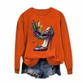 thumbnail image 5 of ClodeEU Women Heel Mask Holiday Mardi Gras Sweatshirts,Casual Fashion Long Sleeve Sequin Sweatshirt B-Orange,Womens Plus M, 5 of 6