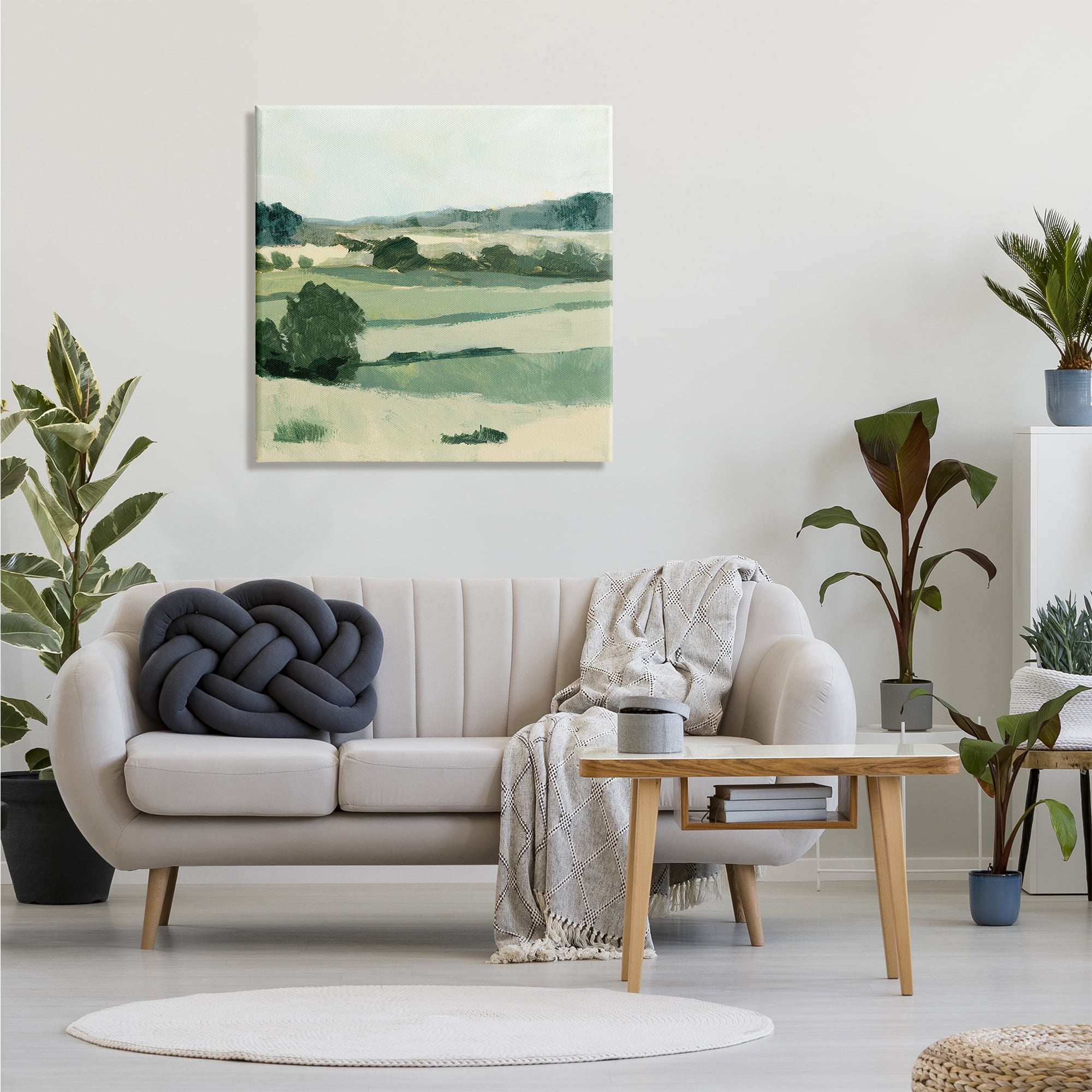 Stupell Industries Open Countryside Landscape Soft Green Rolling Hills Landscape Painting Gallery Wrapped Canvas Print Wall Art, 30 x 30