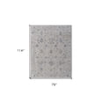 thumbnail image 3 of 7' X 10' Ivory Taupe and Blue Floral Power Loom Worn Faded Area Rug With Fringe, 3 of 3