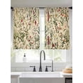 thumbnail image 3 of Vintage Plant Semi Sheer Curtains 45 Inch Length 2 Panels Set, Boho Botanical Flowers Green Leaf Ferns Sheer Kitchen Curtain Privacy Voile Window Curtain for Living Room Bedroom Rod Pocket Drapes, 3 of 7