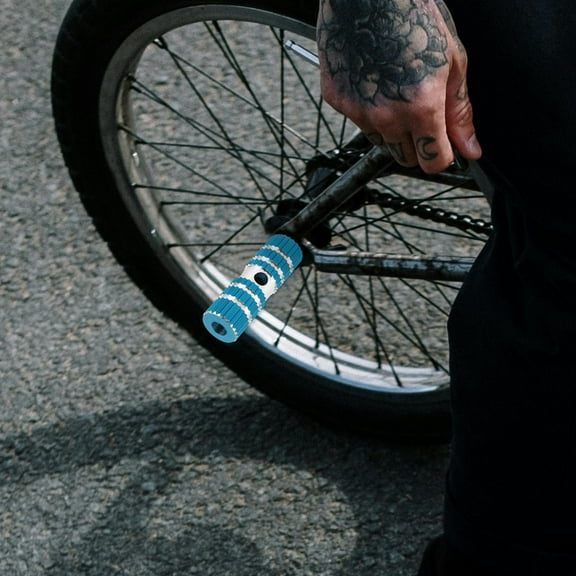 TEHAUX 2Pair Durable Blue Aluminum Alloy Bike Stunt Pegs Footpegs for Mountain Bike Use