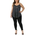 thumbnail image 2 of Plus Size Sequin Tank Tops for Women V Neck Bronzing Glitter Cami Sleeveless Camisole Vest 2X Black Purple, 2 of 6