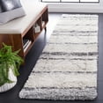 thumbnail image 2 of SAFAVIEH Fontana Shag Dalton Diamond Plush Runner Rug, Ivory/Grey, 2'3" x 8', 2 of 8