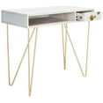thumbnail image 3 of SAFAVIEH Raveena Mid-Century w/ Drawer Writing Desk, Mix White/Brass, 3 of 14