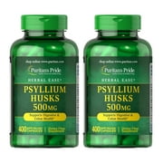 (2 pack) Puritan's Pride Psyllium Husks 500 mg Supports Digestive and Colon Heatlh, 400 Capsules, by Puritan's Pride, 400 Count