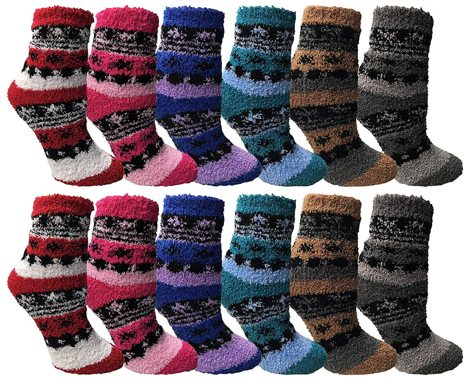 NEW Women's Fuzzy Fluffy Socks sz 9-11 6 Colors by Yacht & Smith NEW