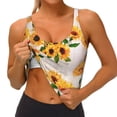 thumbnail image 4 of Haiem Sunflower 5 Pattern Womens Sports Bra - U Neck Padded Low Impact Yoga Bra Workout Crop Top Gym Moisture-Wicking Workout Vest -XX-Large, 4 of 9