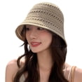 thumbnail image 5 of LSONABXA Khaki Bucket Hats for Women Women Foldable Sun Hats Mesh Woven Bucket Hat Portable Summer Hats For Traveling Sunbathing Polyester Fisherman Hat for Women, 5 of 5