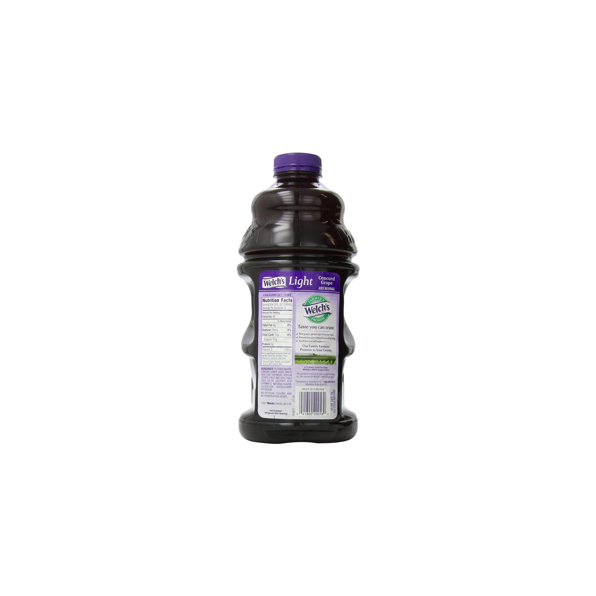 Welch's Light Juice, Concord Grape, No Sugar Added, 64 oz. (Pack of 2)