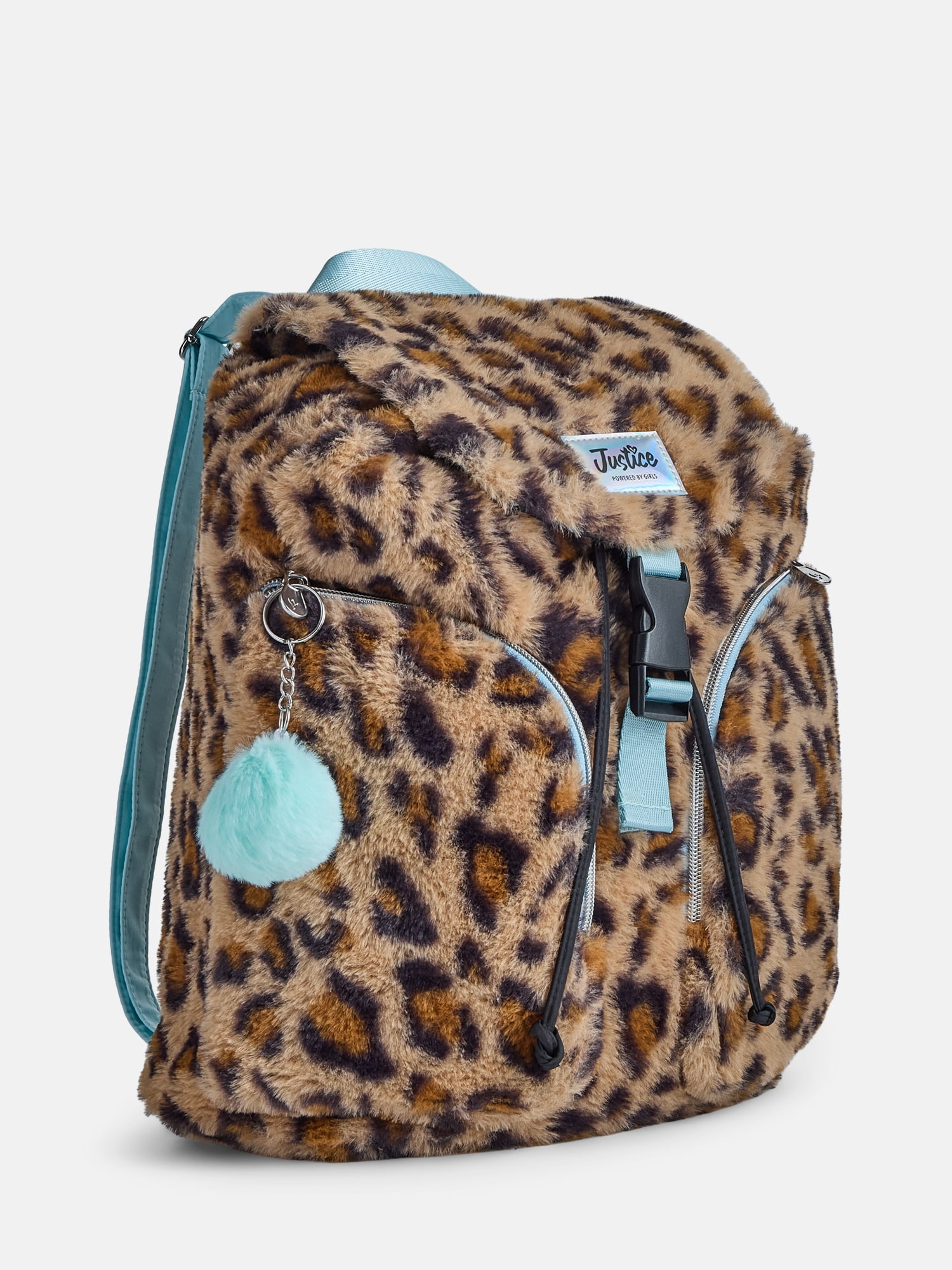 Justice Girls Faux Fur Rucksack Backpack, Leopard