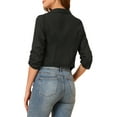 thumbnail image 3 of INSPIRE CHIC Women's Open Front Shawl Lapel 3/4 Ruched Sleeves Chiffon Crop Blazer, 3 of 8