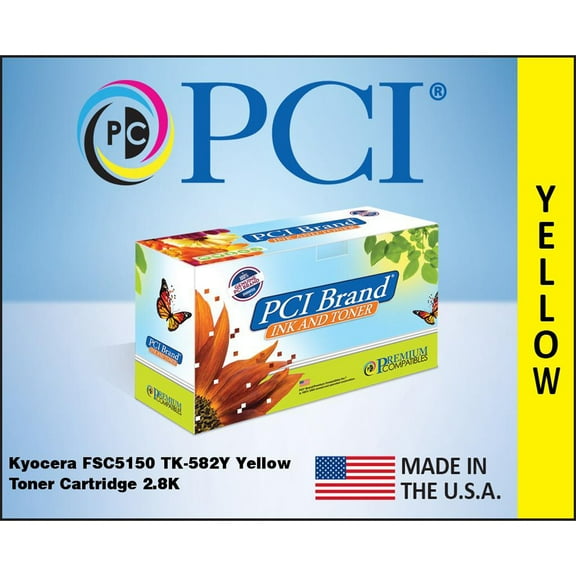 PCI TK582Y-PCI Kyocera TK-582Y Yellow Toner Cartridge Replacement
