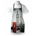 thumbnail image 3 of London Apron Famous Telephone Booth and the Big Ben in England Street View Symbols of Town Retro, Unisex Kitchen Bib Apron with Adjustable Neck for Cooking Baking Gardening, Red Grey, by Ambesonne, 3 of 3