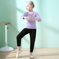 thumbnail image 2 of Kids Girls Base Layers Set Long Sleeve and Pants Active Undergarments for Dance, Ballet, Gymnastics, Performance in Winter, 2 of 8