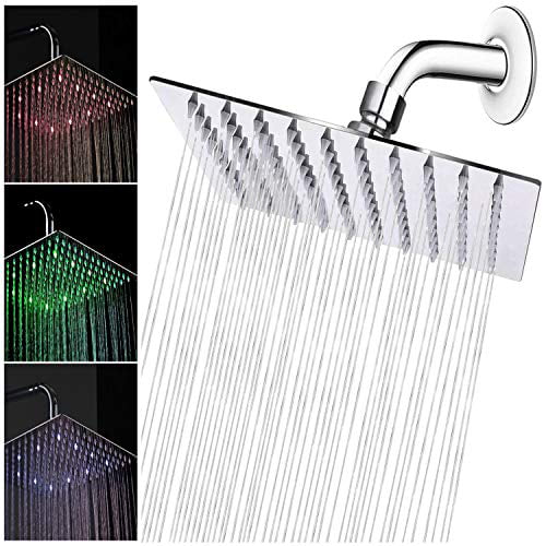 Luxury 8 inch Rainfall Shower Head Square Ultra Thin Stainless Steel Wall Mount 