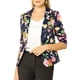 thumbnail image 5 of BLAZER AJUSTADO PARA MUJERES INSPIRE CHIC, CON SOLAPA EN V, IMPRESO, CHAQUETA DE TRAJE ABIERTO PARA TRABAJO, TALLA XS, AZUL MARINO-CON FLORES, 5 of 8