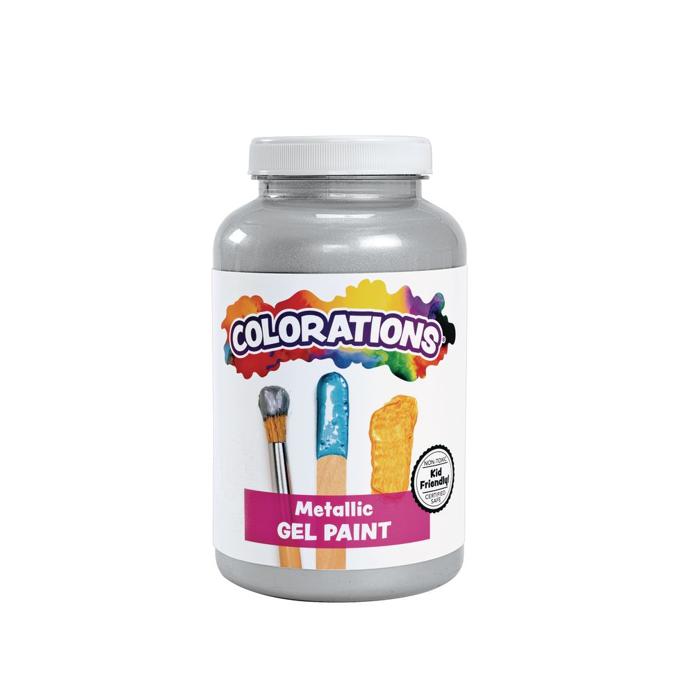 Colorations Metallic Gel Paint, Silver 16 oz.