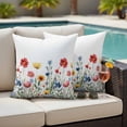 thumbnail image 5 of Pink Floral Pillow Covers 2 Pack Rustic Wildflower Leaf Spring Blossom Pillowcase Waterproof Outdoor Throw Pillow Cover for Patio Garden Square Cushion 18”x18”, 5 of 9