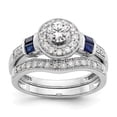 thumbnail image 7 of 14k White Gold 1/2 carat Lab Grown Diamond VS/SI+ G+ and Created Sapphire Complete Round Halo Engagement Ring, 7 of 7