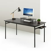 Zinus Tresa 55 x 29" Black Metal Desk with Storage and Monitor Stand with Espresso Finish
