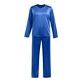 thumbnail image 4 of Satin Silk O Neck With Button Pajamas PJ's Pants Sets Two Piece Family Matching Sleepwear Loungewear Long Sleeve Nightwear family christmas pajamas matching sets, 4 of 9