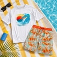 thumbnail image 5 of Big Chill Boys Swim Set - UPF50+ Short Sleeve Rash Guard Swim Shirt and Swim Trunks 2 Piece Set, 5 of 5