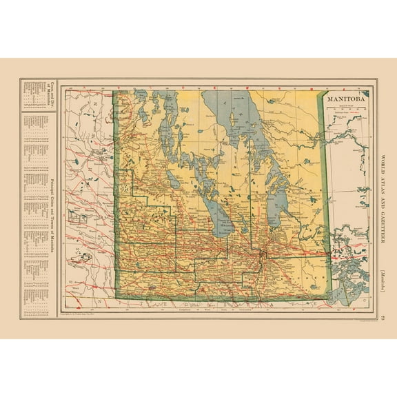 Historic Map - Manitoba Canada - Reynold 1921 - Vintage Wall Art