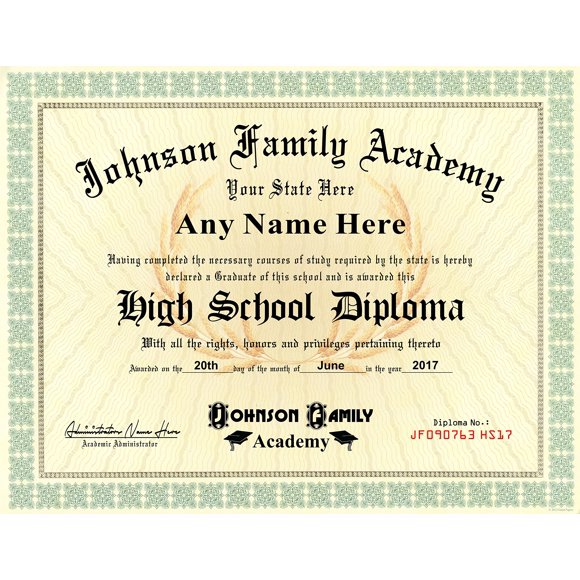 Home School Student High School Diploma - Personalized with Your Info - Premium Qaulity - Comes with Certificate Folder