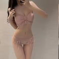 thumbnail image 2 of Conjunto de sujetador de encaje de malla de estilo japonés para niñas, ropa interior sexy de una sola pieza con lazo y tentación de malla para mujer, 2 of 6