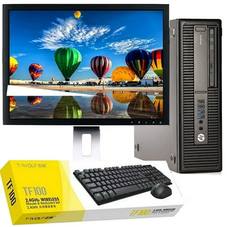 Pre-Owned HP 400 G1 Desktop Computer Intel Core i3 3.4GHz Processor 8GB Memory 500GB HDD DVD Wi-Fi with a 19" LCD and T-Wolf Wireless Keyboard and Mouse - Windows 10 PC (Refurbished)