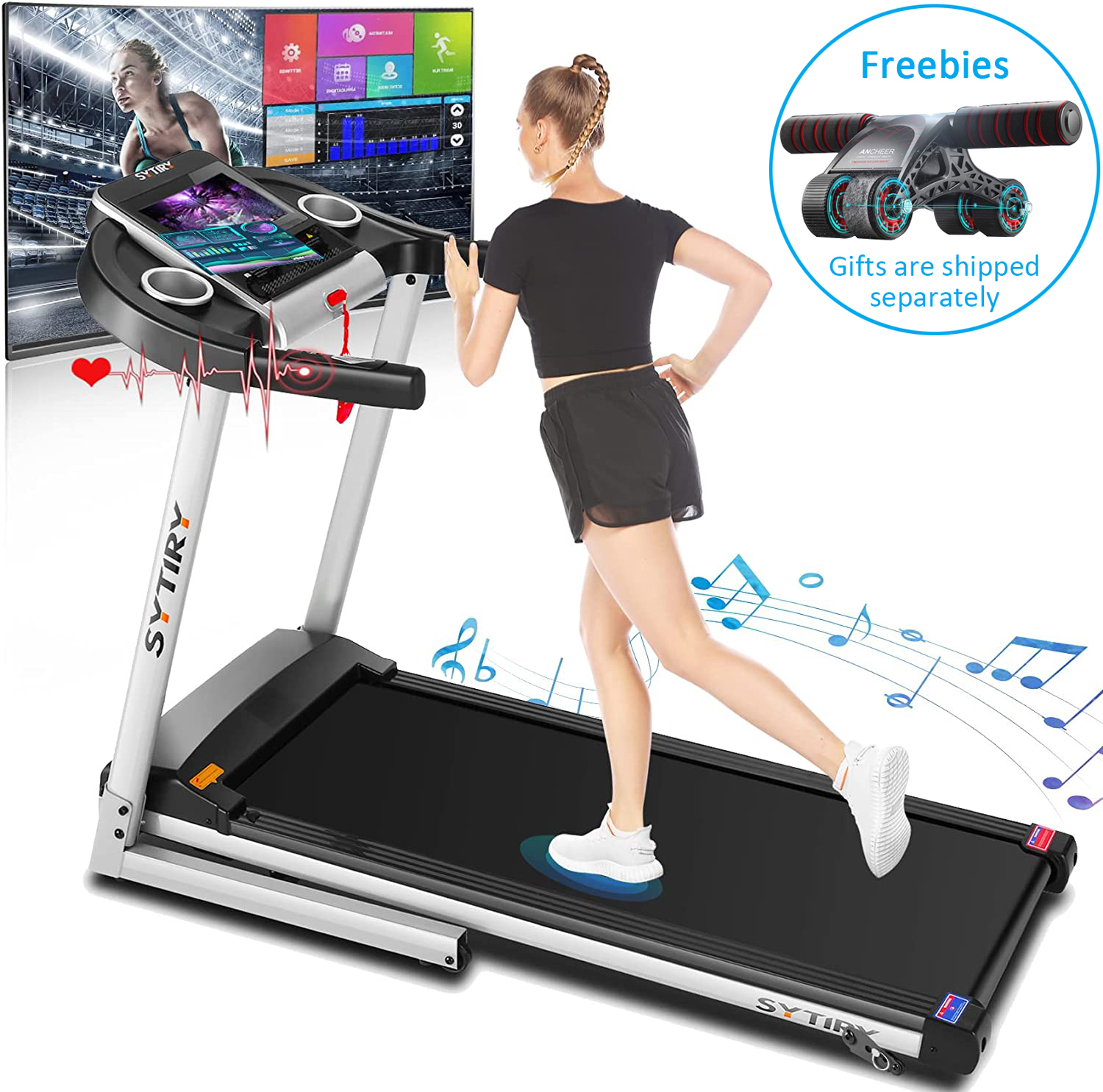 Treadmill with 10" HD TV Movie Touchscreen and 3D Virtual Sports Scene