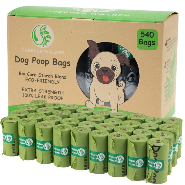 Bolsas para excrementos GREENER WALKER para excrementos de perros 540 bolsas (verdes)