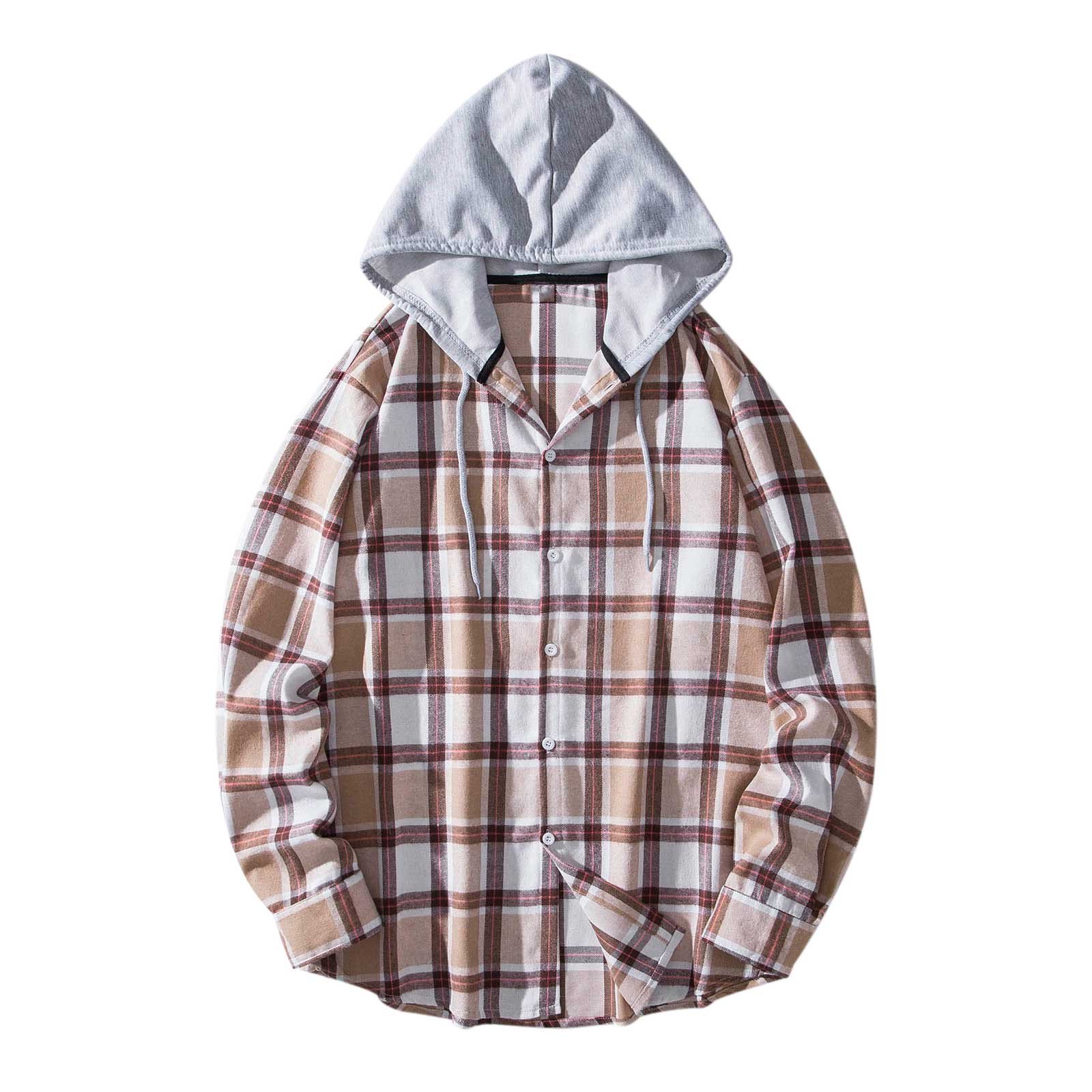 XZNGL Long Sleeve Shirt Men Men Casual Turndown Long Sleeve Button Closure  Plaid Print Hooded Shirt Shirts for Men Long Sleeve Men Long Sleeve Shirt  Men Shirts Long Sleeve | Walmart Canada