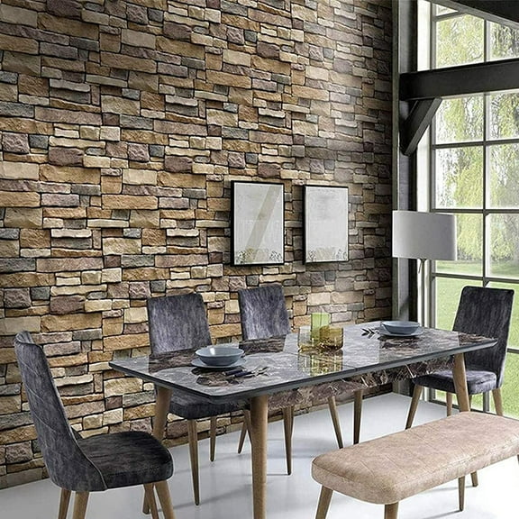 Three dimensional brick patterned stone wallpaper self-adhesive wallpaper for living room, dining room, dormitory waterproof stickers