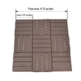 thumbnail image 2 of Domi Outdoor Living Patio Deck Tiles, 12 x 12 inches Composite Interlocking Decking Tile, Four Slat Plastic Outdoor Flooring, 9 Pieces One Pack, Dark Brown, 2 of 7