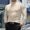thumbnail image 3 of Men's Casual Slim Fit Long Sleeve Turtleneck Pullover Lightweight Basic Top for Spring Fall Layering,Beige,XL, 3 of 8