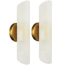 Claxy 2-Light Brass Cylinder Wall Sconces Set of Two Frosted Glass Wall Light Fixtures