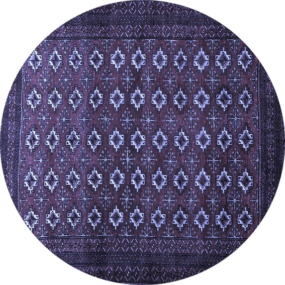 Ahgly Company Indoor Round Persian Blue Traditional Area Rugs, 4' Round