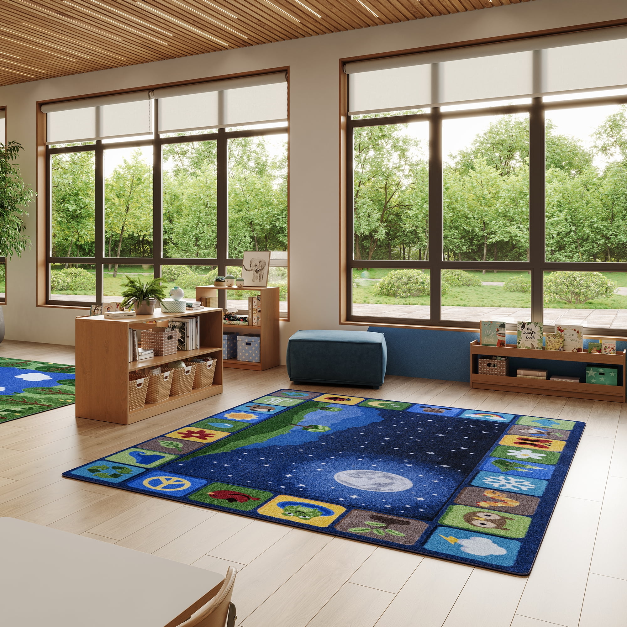 Joy Carpets Peaceful Planet 7'8" x 10'9" Indoor Area Rug in Color Multi
