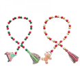 thumbnail image 1 of Abcelit 2pcs Christmas Wood Bead Garland with Tassels Farmhouse Rustic Kid Room Wall Hanging Ornaments Party Decor Supplies, 1 of 6