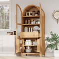 thumbnail image 2 of WGYPRIME 71" Tall Arched Pantry Cabinet with Glass Door, Farmhouse Kitchen Pantry Cabinet with Hidden Drawer & Cupboard, Arched Storage Cabinet for Kitchen, Dining Room, 2 of 20