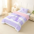 thumbnail image 2 of Erosebridal Glitter Print Personalized Initial A Girl Twin Comforter Sets 3-Piece,Kids Teens Purple Bow Geometric Stripes Bedding Set,Pink Reversible, 2 of 6