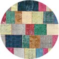 thumbnail image 1 of Ahgly Company Indoor Round Contemporary Sage Green Patchwork Area Rugs, 6' Round, 1 of 6