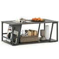 thumbnail image 1 of Gymax 40'' Coffee Table & 2-Tier Modern Farmhouse Center Table w/Storage Shelf Brown, 1 of 10