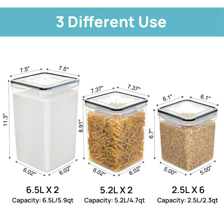 Large Food Storage Containers with Lids Airtight 5.2L /176Oz, for Flour,  Sugar