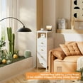 thumbnail image 6 of HYJY Narrow Dresser for Bedroom, Slim Dresser Storage Tower, Chest of 4 Fabric Drawers with Wood Shelf, Bathroom Organizers and Storage for Small Spaces, Laundry, Closet, White, 6 of 14