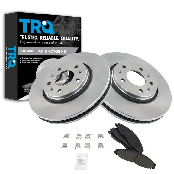 TRQ Front Brake Pad & Rotor Kit Brake Pads Brake Rotor Ceramic Fits Select 2003-2005 Cadillac CTS 2005-2008 STS