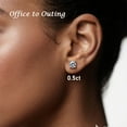 thumbnail image 2 of Moissanite Earrings for Women, 925 Sterling Silver 3-10mm (0.2-8ct) Round Cut D Color VVS1 Studs, 14K White Gold Plated Lab Created Diamond Earrings Men, 2 of 7